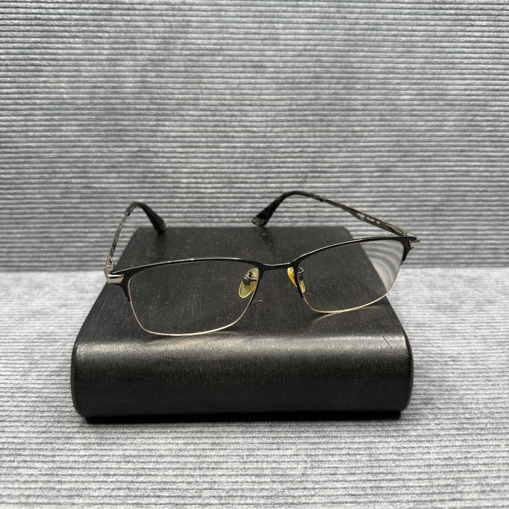POLICE VPLC01K Titanium Eyeglasses Frames Black Silver 54-17-145 Men's Square